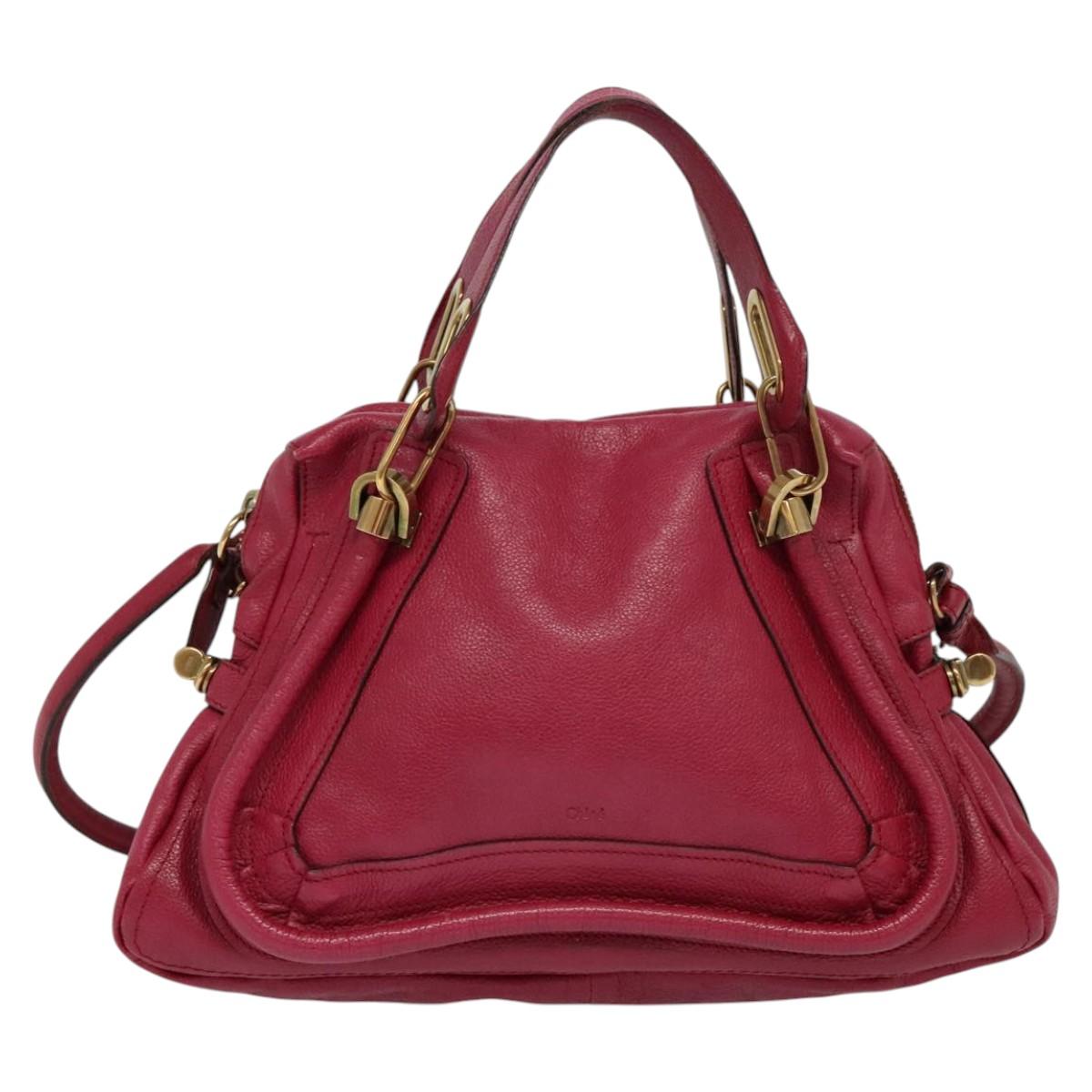 Chloe Paraty Hand Bag Leather 2way Pink Gold yk17155