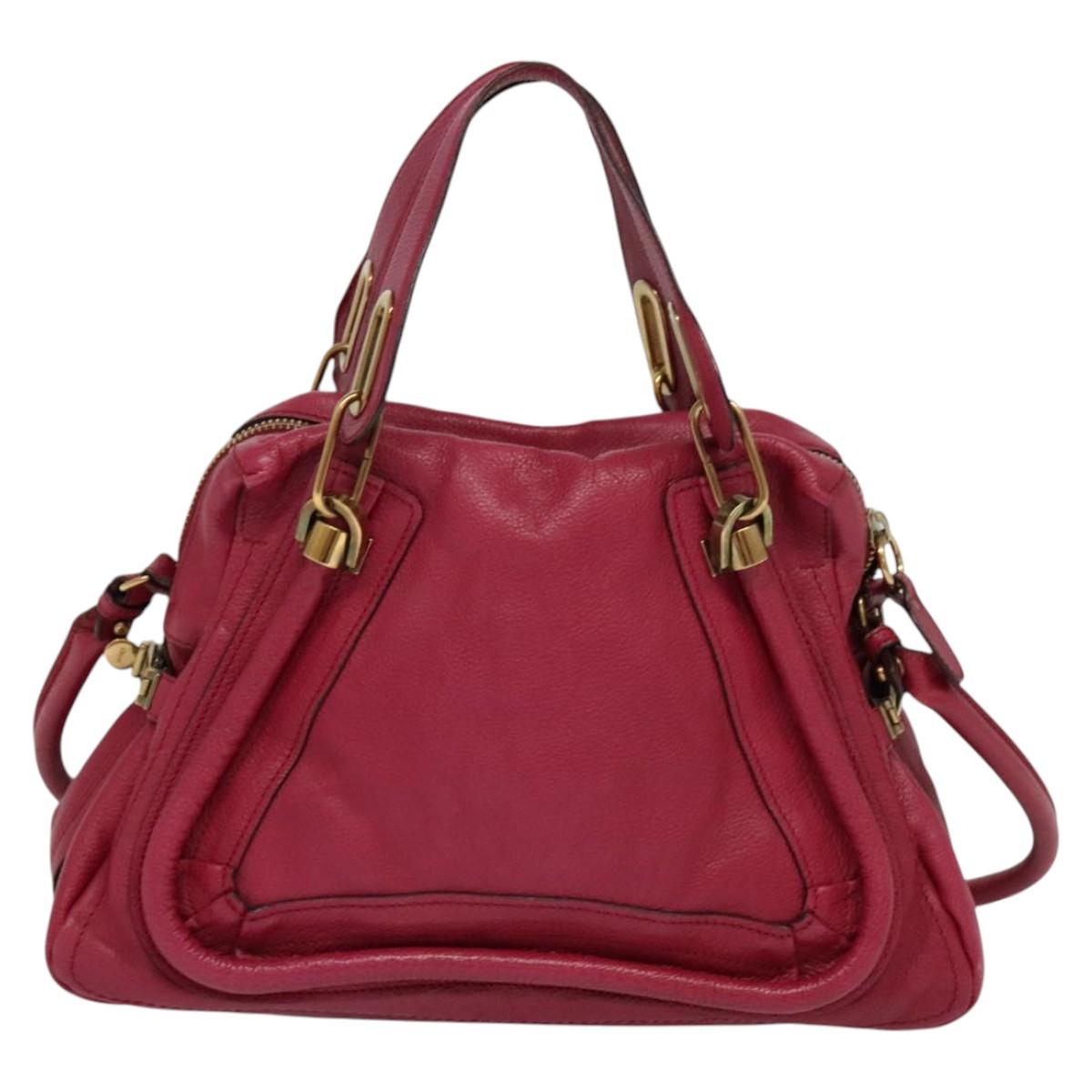 Chloe Paraty Hand Bag Leather 2way Pink Gold yk17155