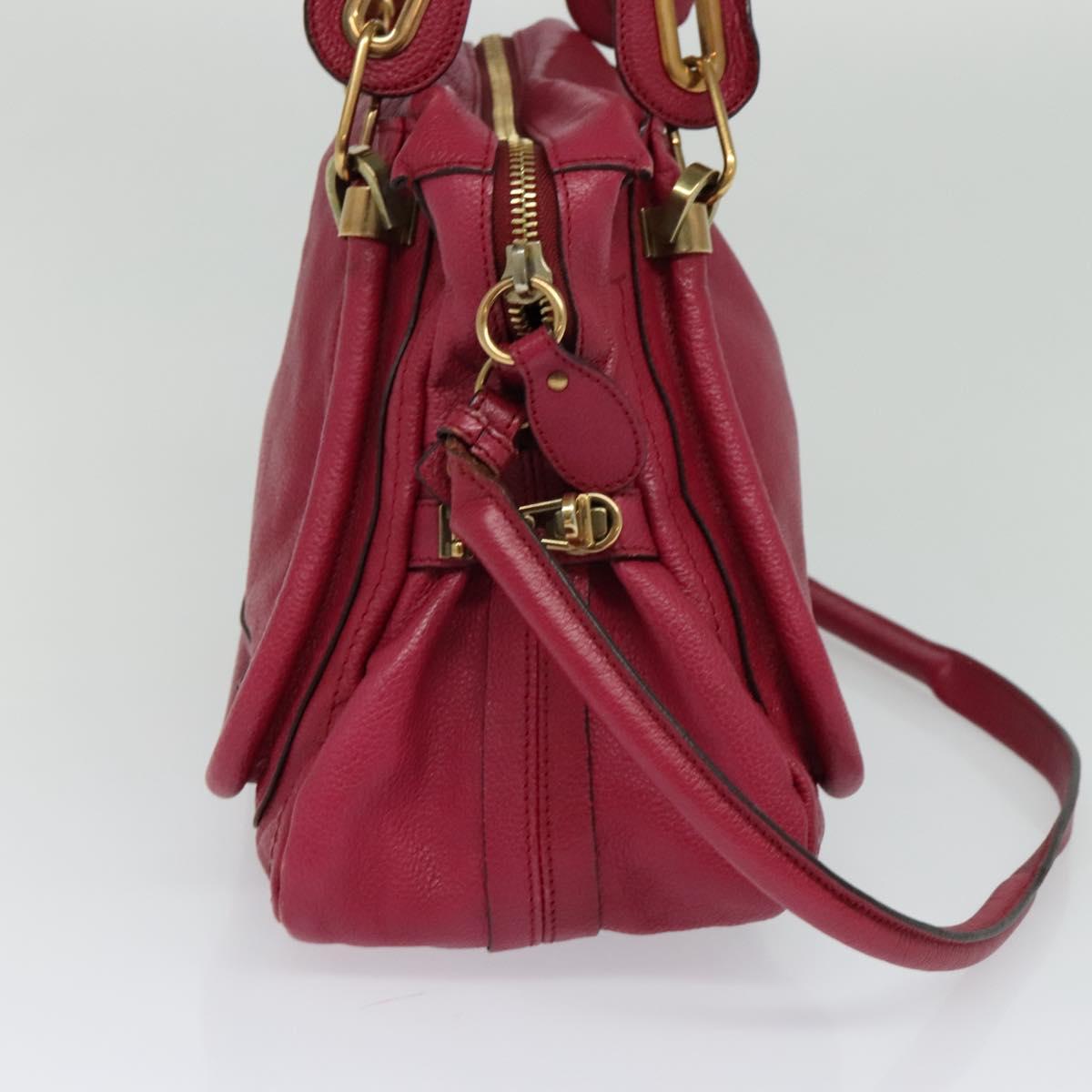 Chloe Paraty Hand Bag Leather 2way Pink Gold yk17155