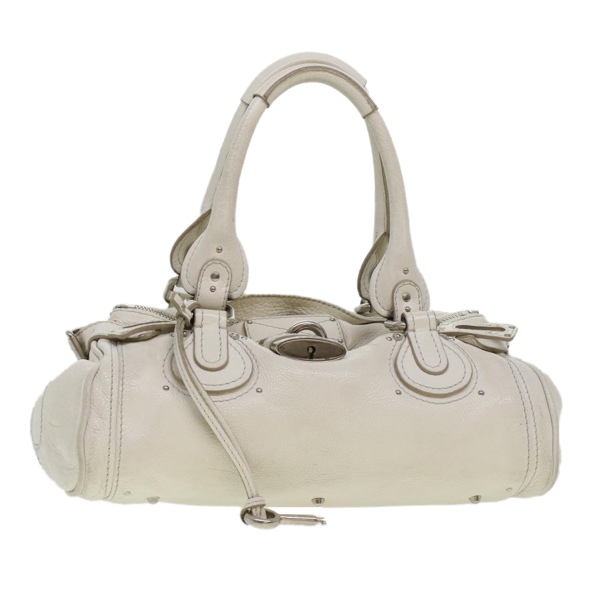 Chloe Paddington Hand Bag Leather White 03-08-51-5191 yk6940