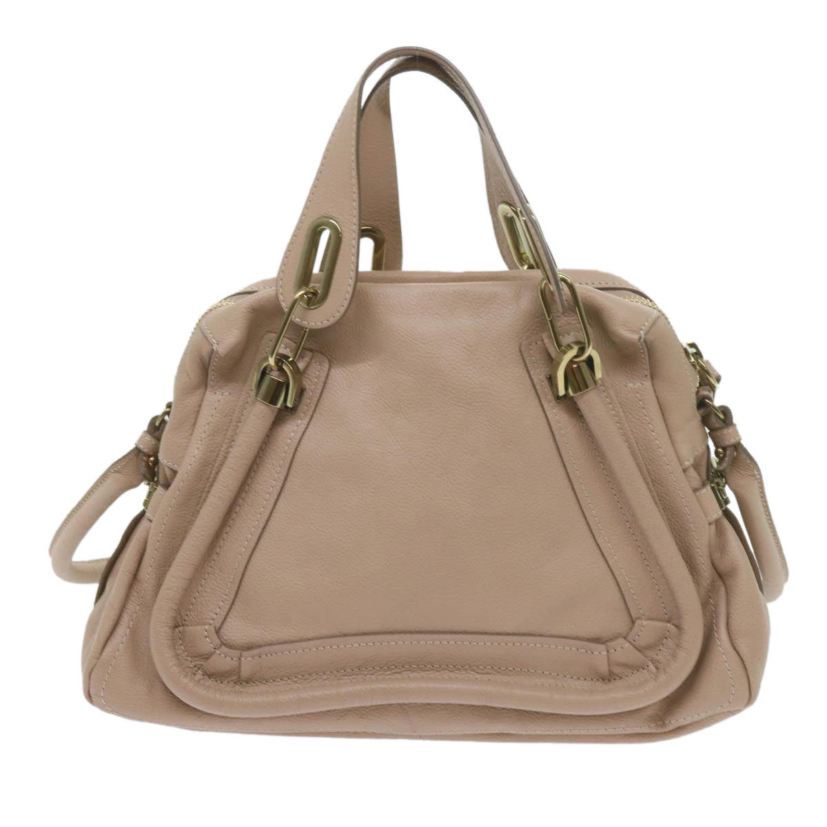 Chloe Paraty Hand Bag Leather 2way Beige yk9519