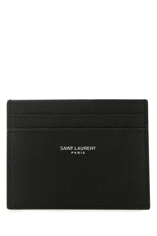 Saint Laurent Men Black Leather Card Holder