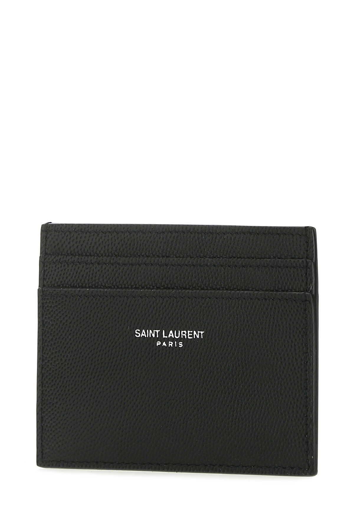 Saint Laurent Men Black Leather Card Holder