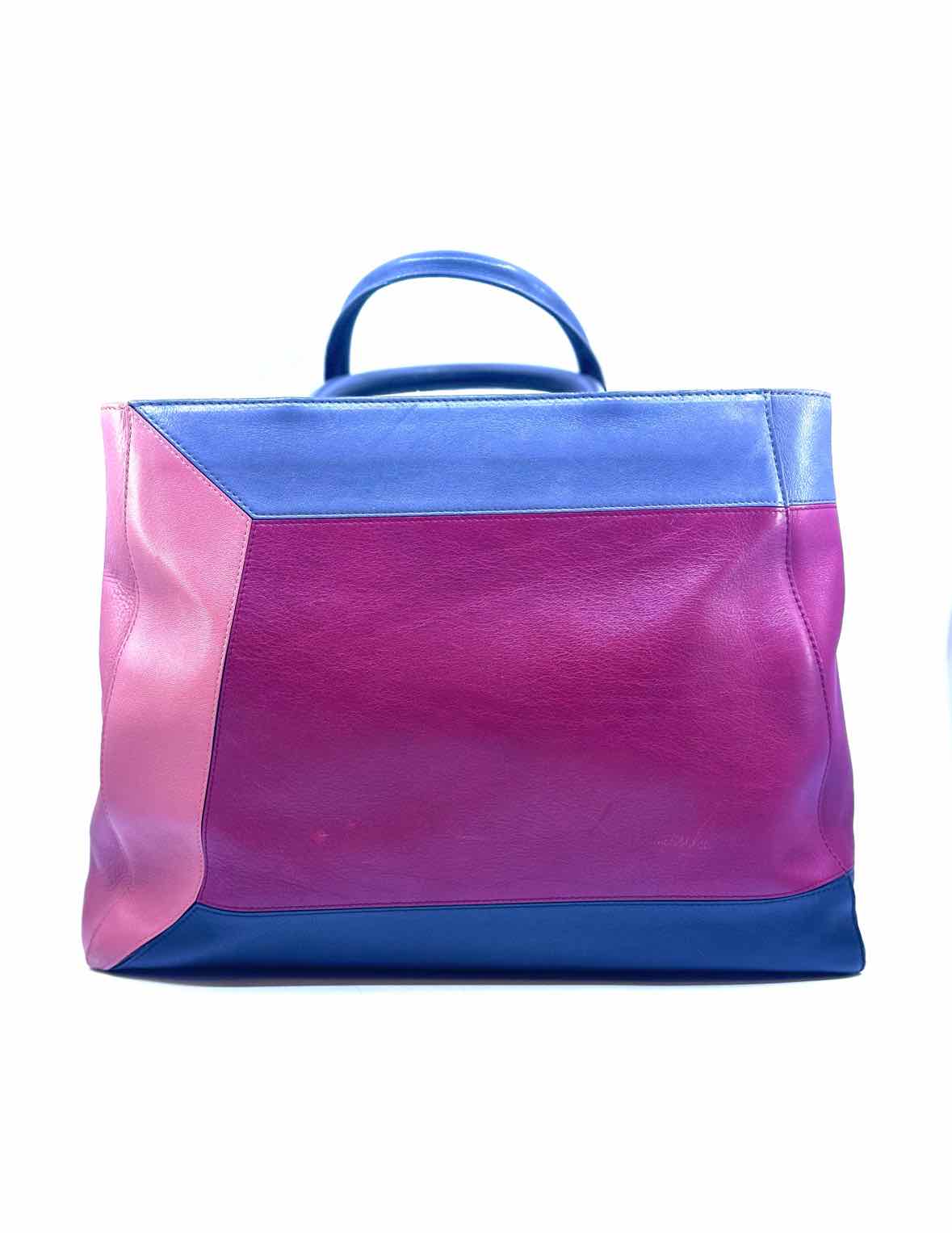 FENDI Maroon, Grey Leather Geometric Handbag