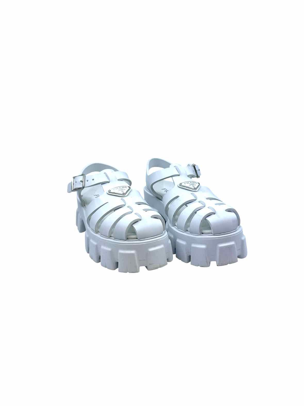 PRADA Size 9 White Sandals