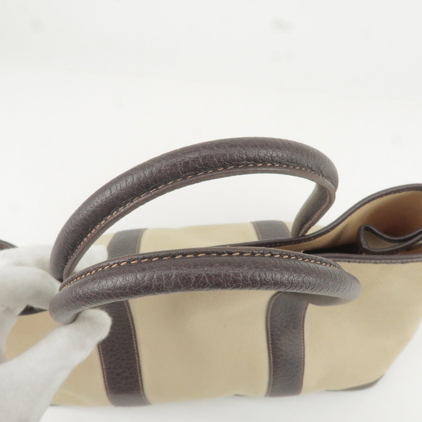 HERMES Canvas Leather Garden Party PM Tote Bag Beige G Stamp