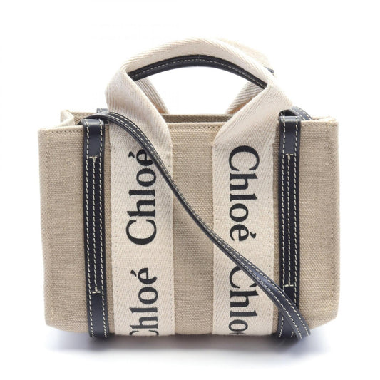 Chloe Woody Mini Canvas Leather Shoulder Bag