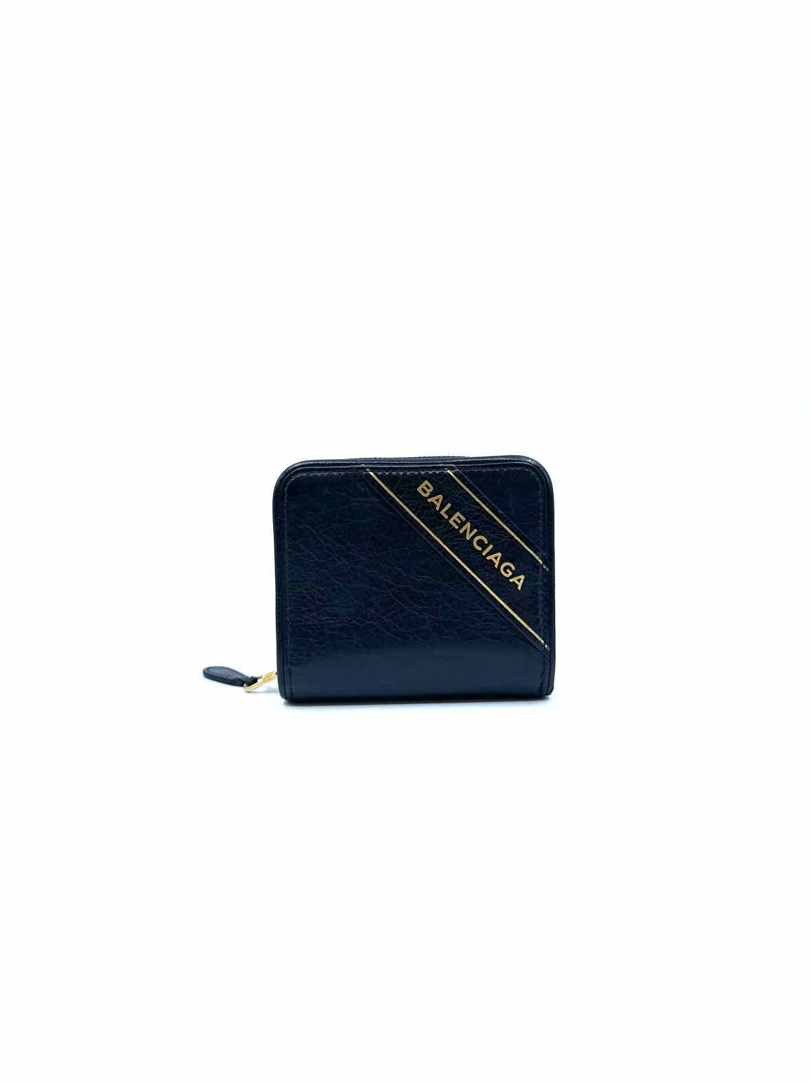 BALENCIAGA Black Leather Solid Wallet