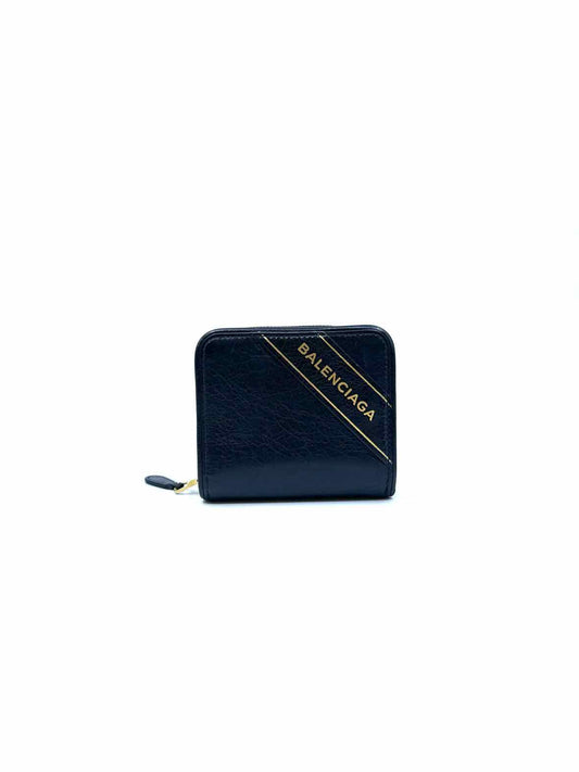BALENCIAGA Black Leather Solid Wallet