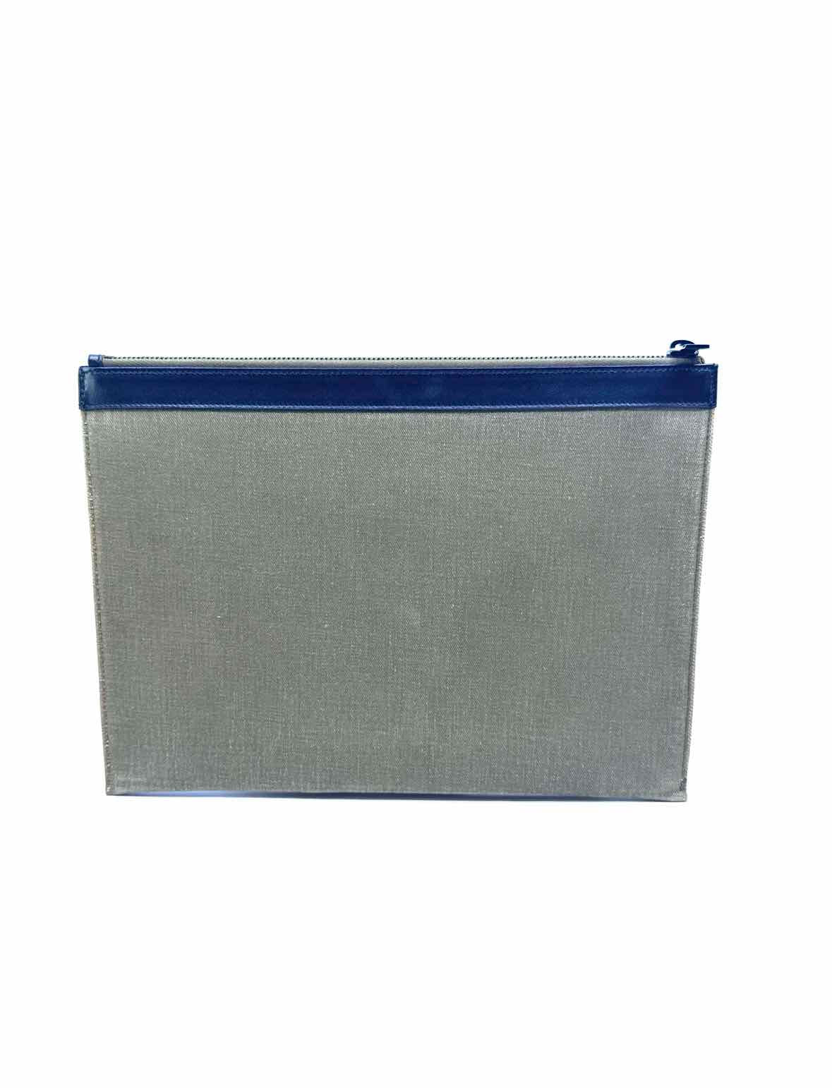 YVES SAINT LAURENT Green, Black Canvas Clutch
