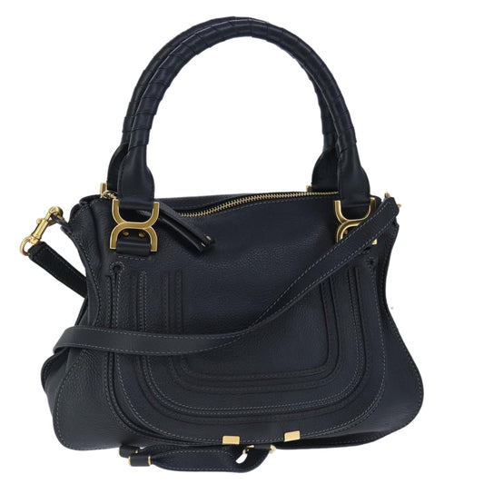 Chloe Mercy Hand Bag Leather 2way Black Gold 102738
