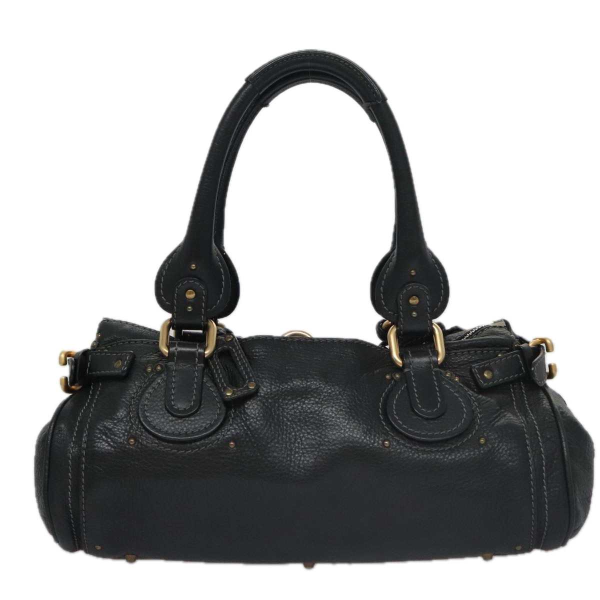 Chloe Paddington Hand Bag Leather Black Gold Silver 103863