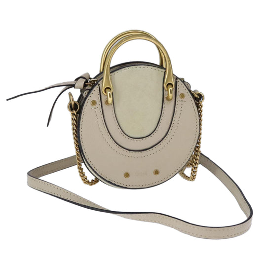 Chloe Pixy Hand Bag Leather 2way Beige Gold 104268