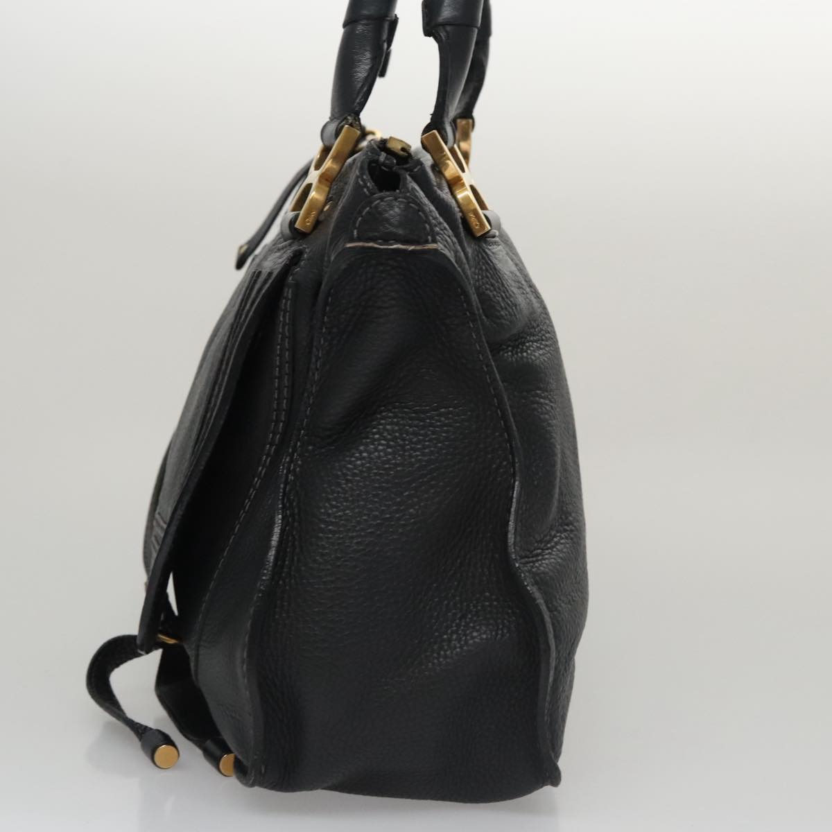 Chloe Mercy Hand Bag Leather 2way Black Gold 104708