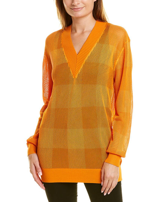 Burberry Check Mesh Sweater Orange