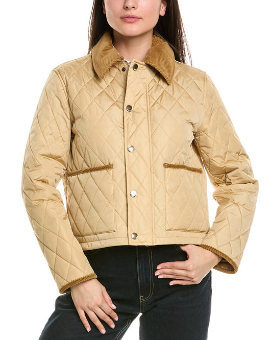 Burberry Quilted Crop Jacket Brown Multi