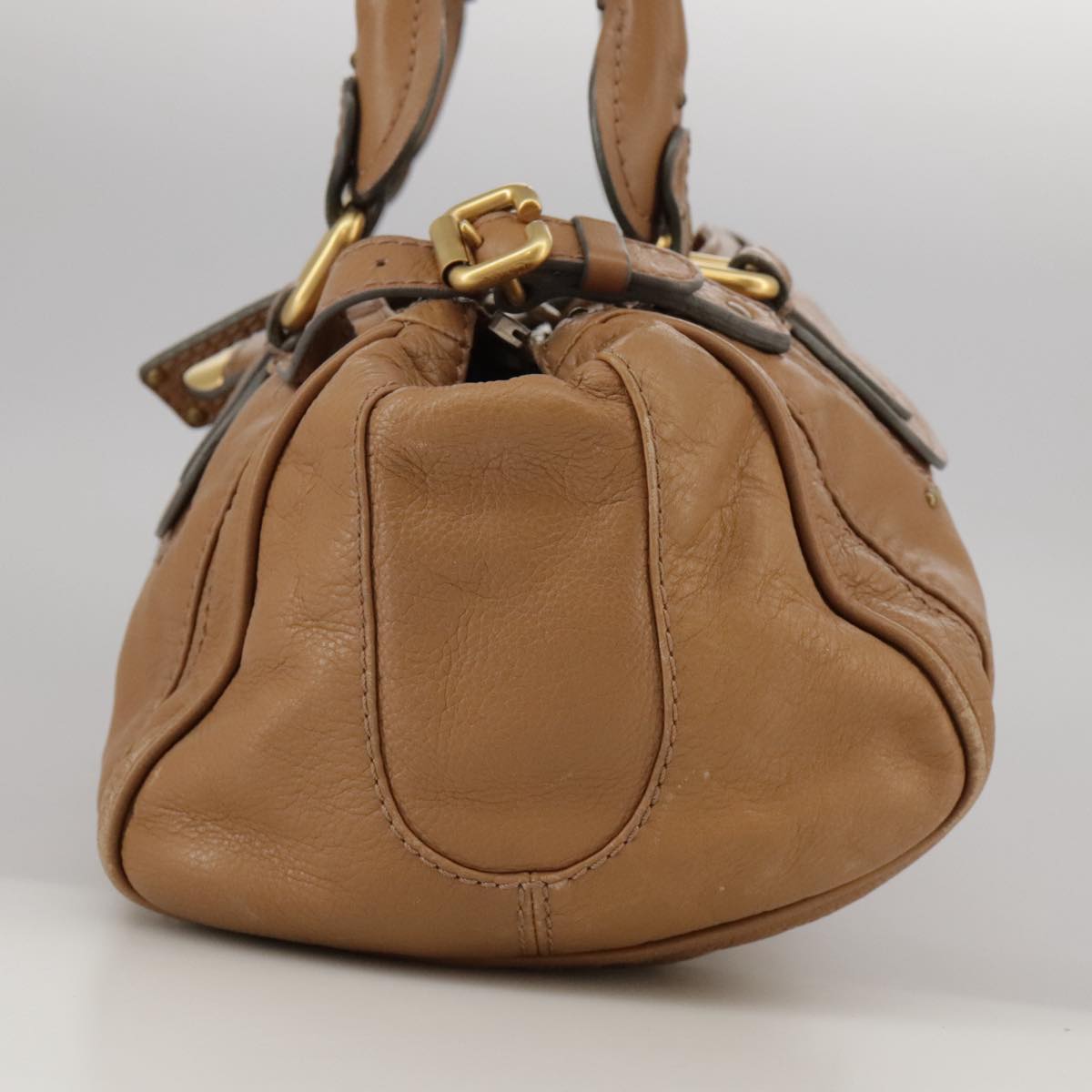 Chloe Paddington Hand Bag Leather Brown Gold Silver 106041