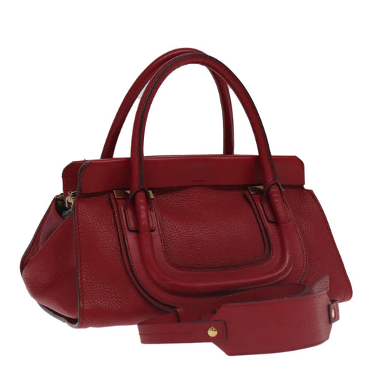 Chloe Mercy Hand Bag Leather 2way Red Gold 106233