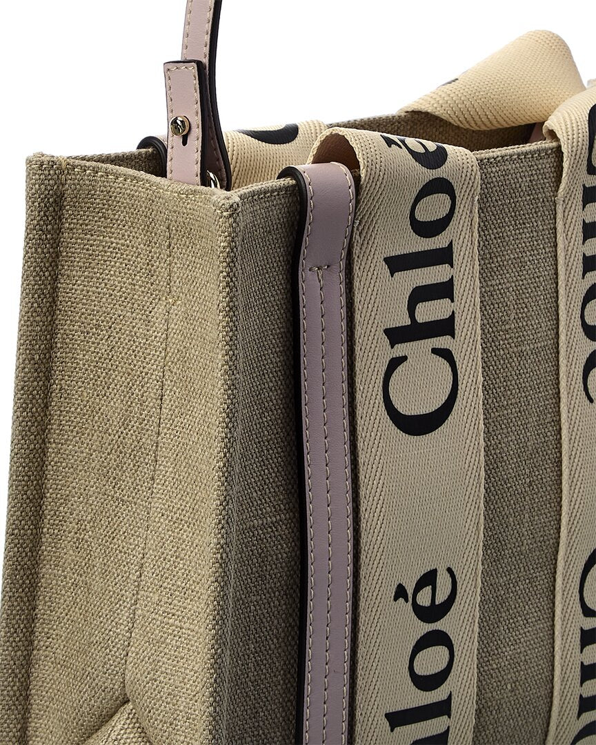 Chloe Woody Small Canvas & Leather Tote