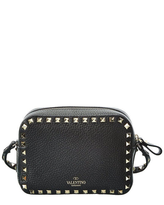 Valentino Rockstud Grainy Leather Camera Bag ONE SIZE Black