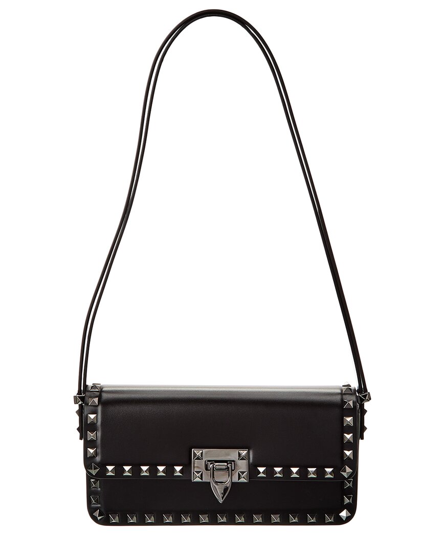 Valentino Rockstud23 East-West Leather Hobo Bag ONE SIZE Black