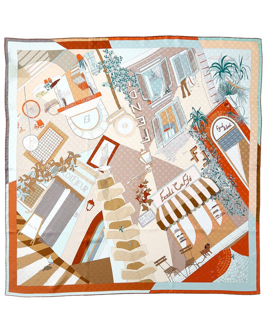 Fendi Foulard Silk Scarf Orange