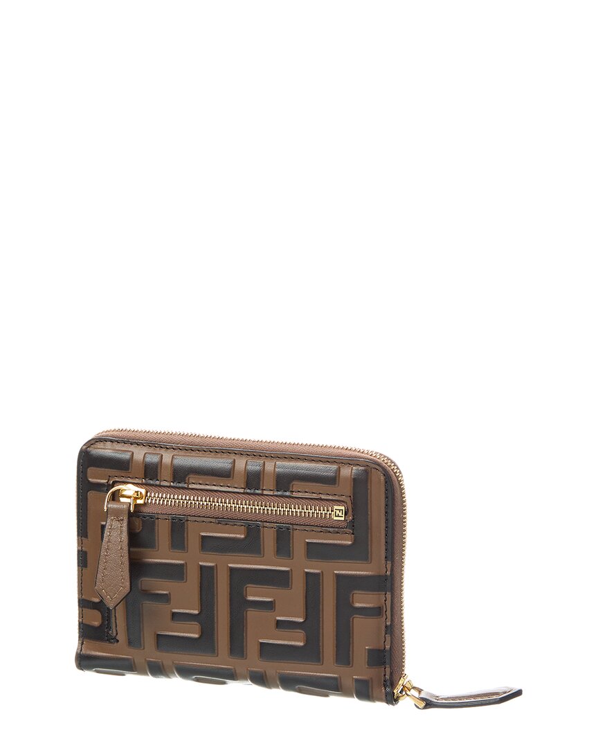 Fendi Ff Diamonds Leather Zip Around Medium Wallet