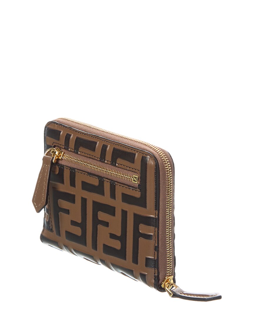 Fendi Ff Diamonds Leather Zip Around Medium Wallet
