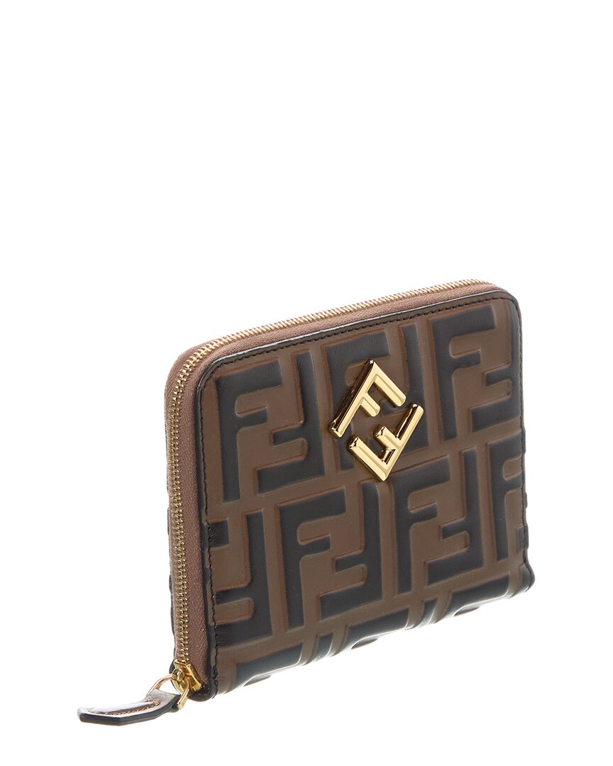 Fendi Ff Diamonds Leather Zip Around Medium Wallet