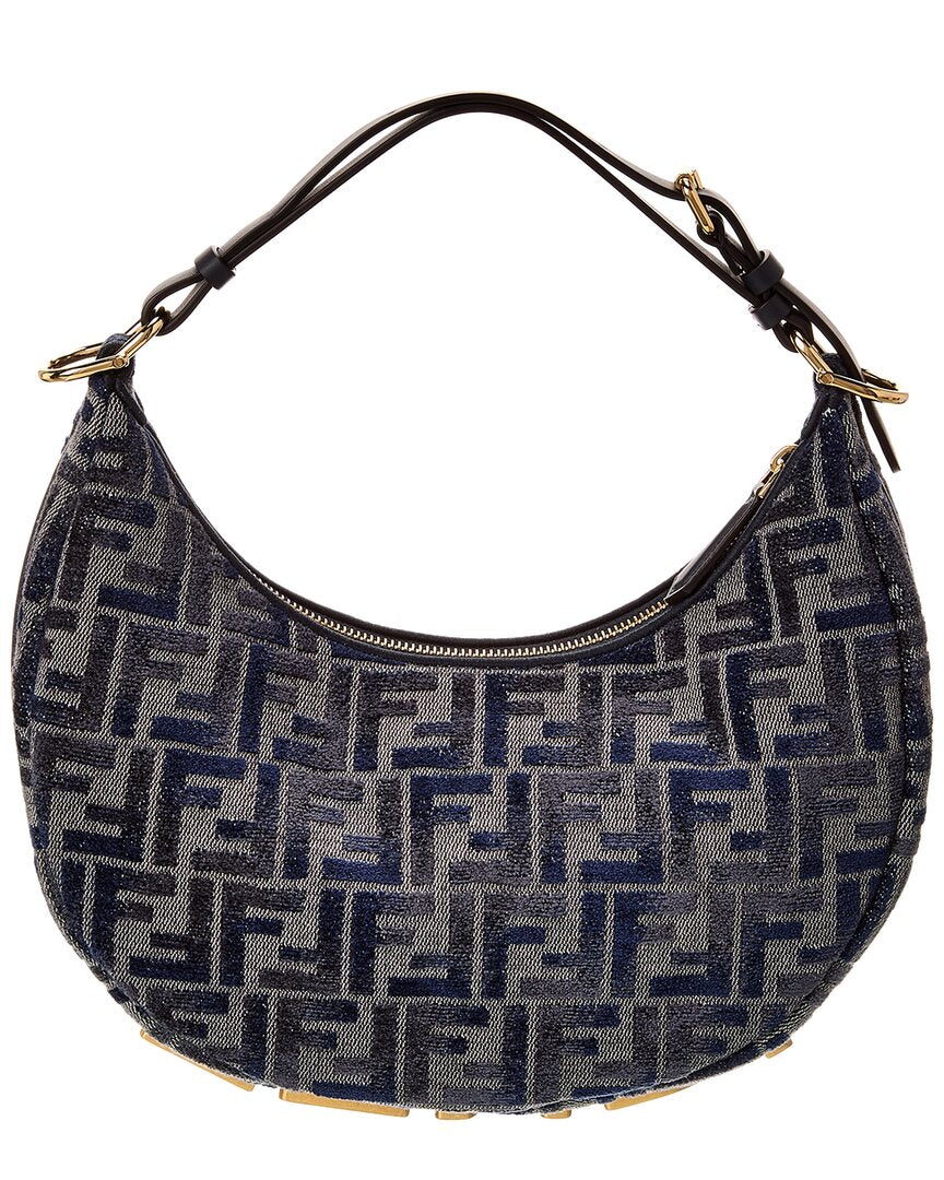 Fendi Fendigraphy Small Ff Chenille & Leather Hobo Bag