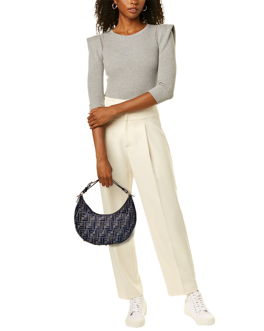 Fendi Fendigraphy Small Ff Chenille & Leather Hobo Bag