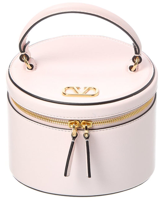 Valentino Vlogo Signature Leather Cosmetic Case Pink