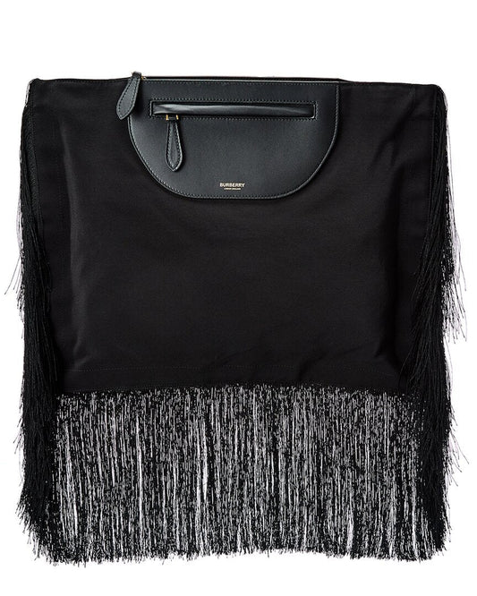 Burberry Olympia Fringe Canvas & Leather Clutch ONE SIZE Black