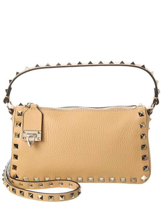 Valentino Rockstud Small Grainy Leather Crossbody ONE SIZE Brown Multi