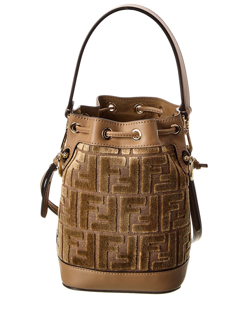 Fendi Mon Tresor Mini Ff Velvet & Leather Bucket Bag