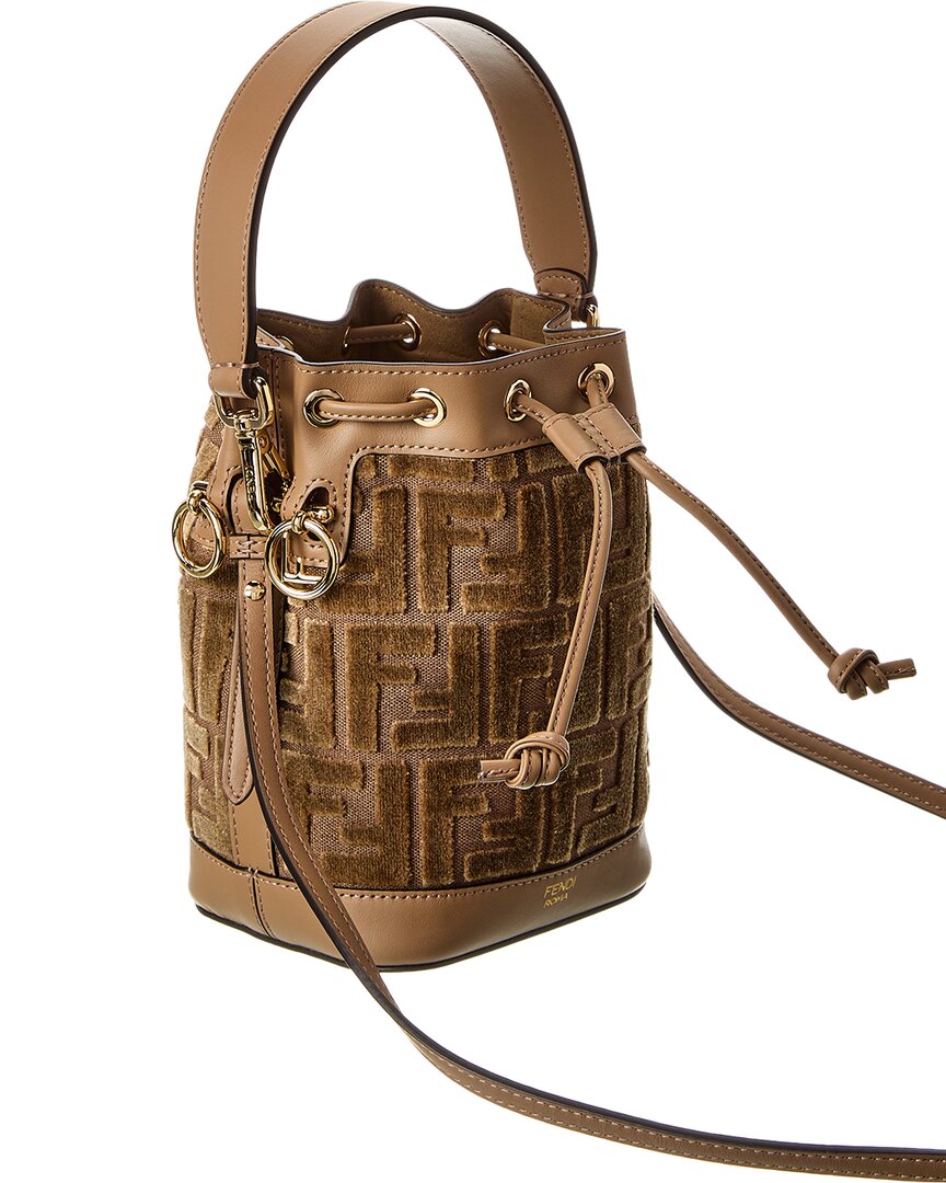 Fendi Mon Tresor Mini Ff Velvet & Leather Bucket Bag