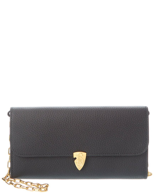 Burberry B Shield Leather Wallet On Chain ONE SIZE Black