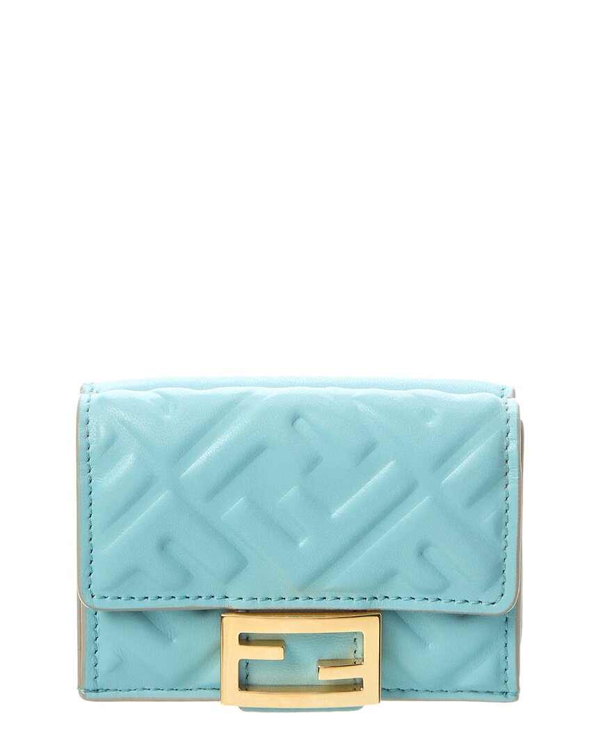 Fendi Baguette Ff Micro Trifold Leather Wallet ONE SIZE Blue