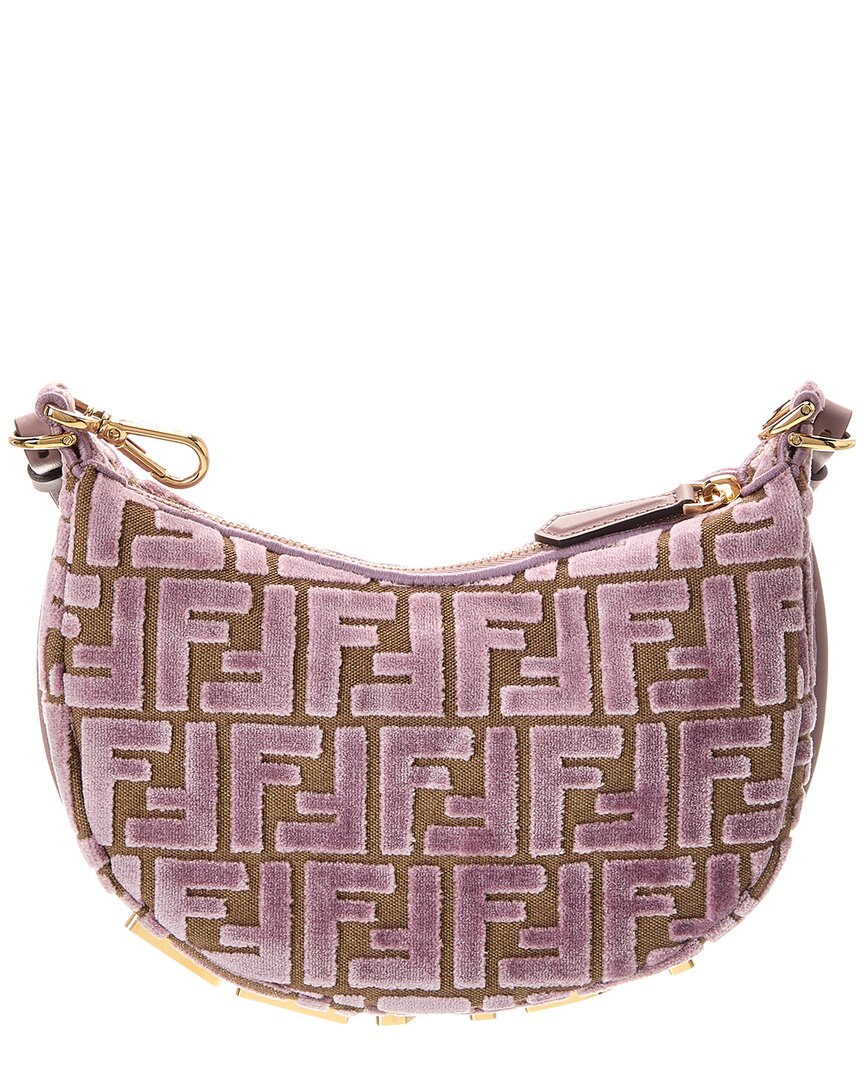 Fendi Fendigraphy Mini Ff Jacquard Velvet & Leather Hobo Bag