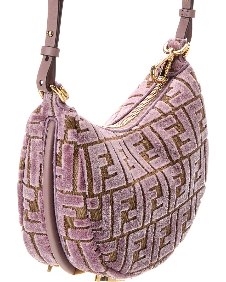 Fendi Fendigraphy Mini Ff Jacquard Velvet & Leather Hobo Bag