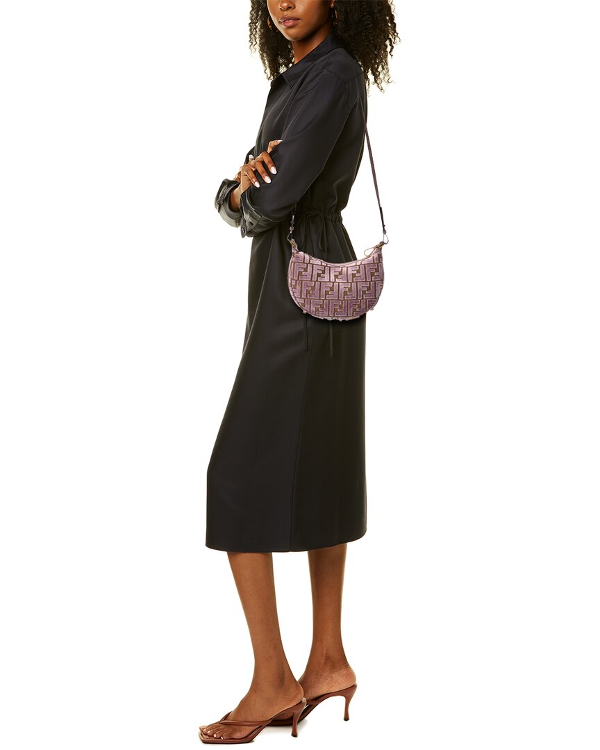 Fendi Fendigraphy Mini Ff Jacquard Velvet & Leather Hobo Bag