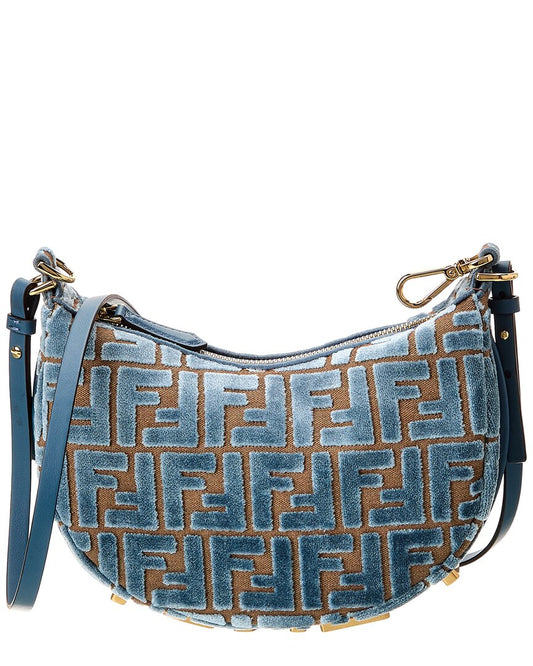 Fendi Fendigraphy Mini Ff Jacquard Velvet & Leather Hobo Bag ONE SIZE Multi