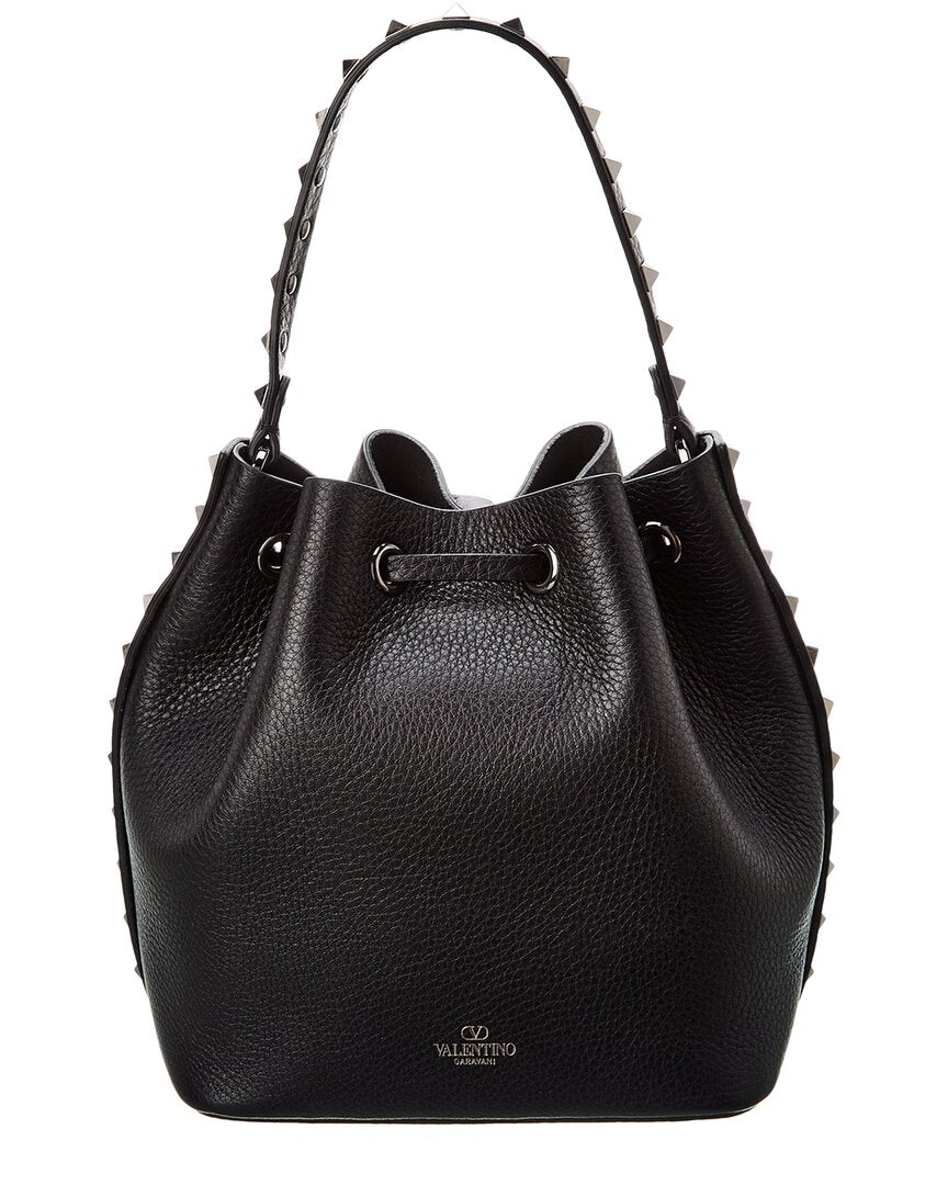 Valentino Rockstud Grainy Leather Bucket Bag