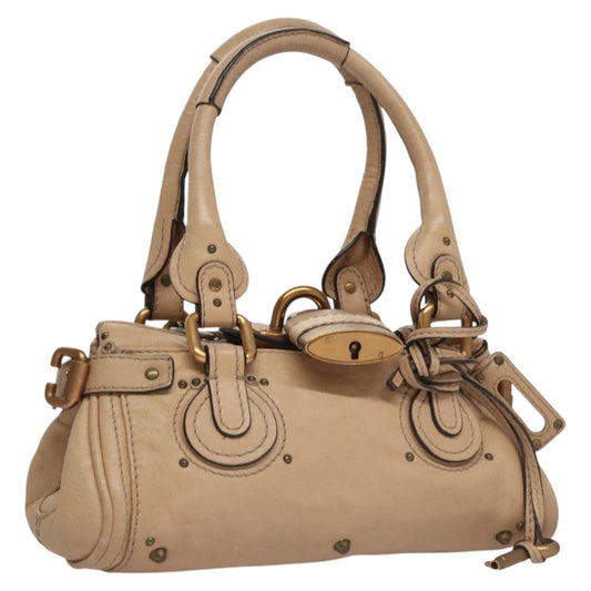 Chloe Paddington Mini Hand Bag Leather Beige Silver 111190