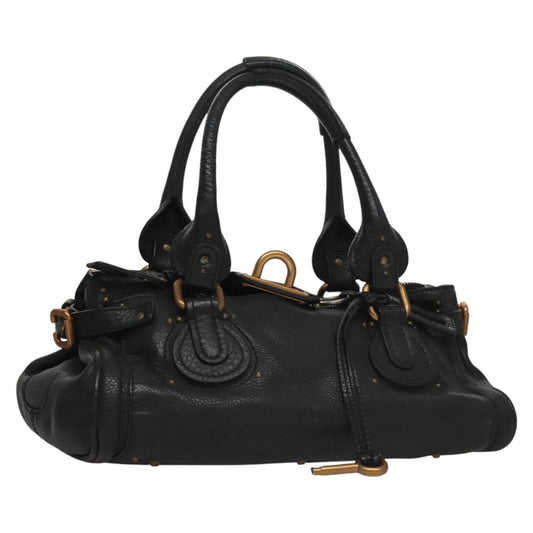 Chloe Paddington Hand Bag Leather Black Silver 112426