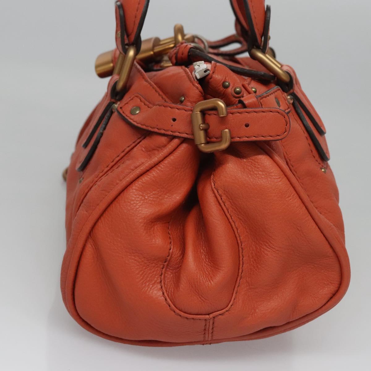 Chloe Paddington Hand Bag Leather Orange Silver gold 113162