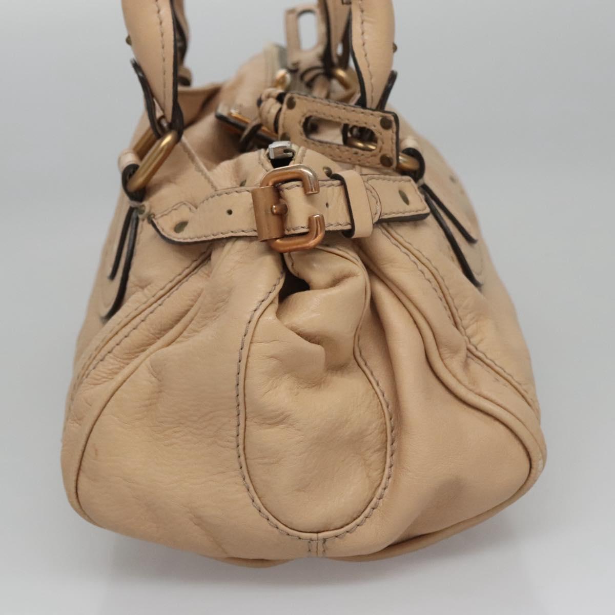 Chloe Paddington Hand Bag Leather Beige Silver gold 113238
