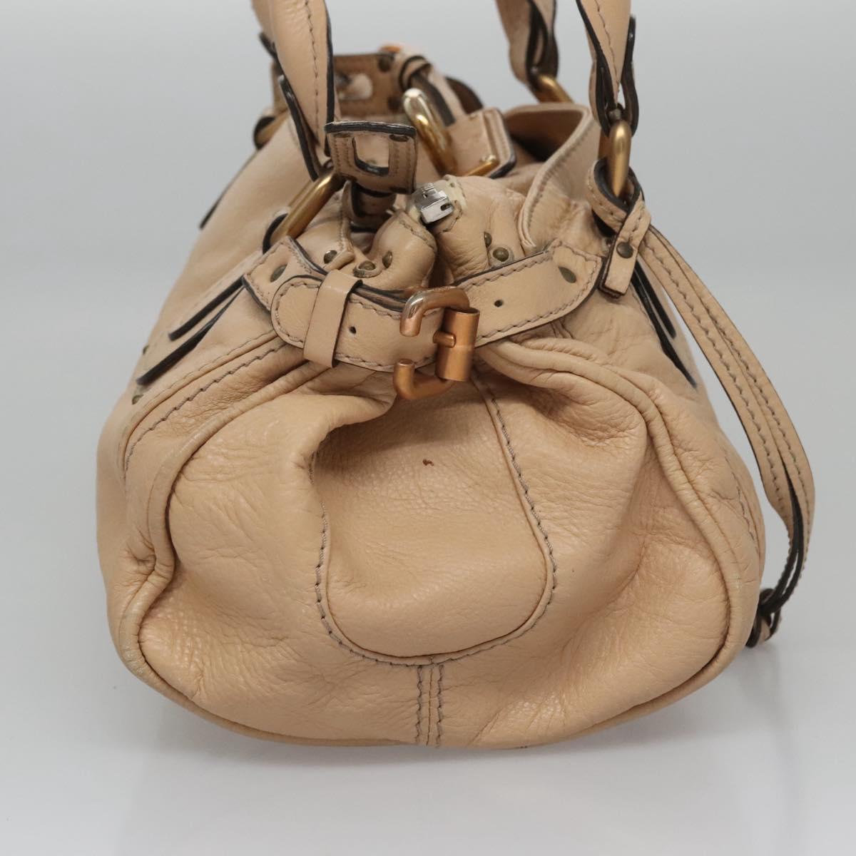 Chloe Paddington Hand Bag Leather Beige Silver gold 113238
