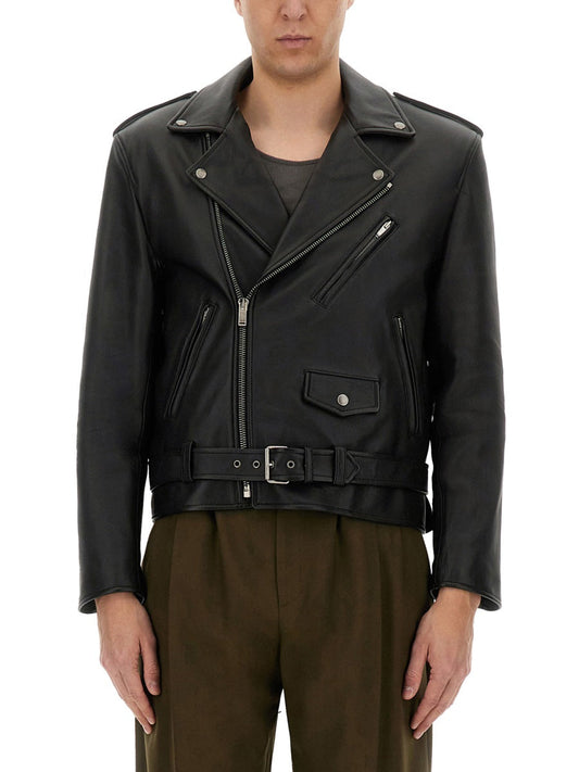 Saint Laurent Men Leather Biker Jacket