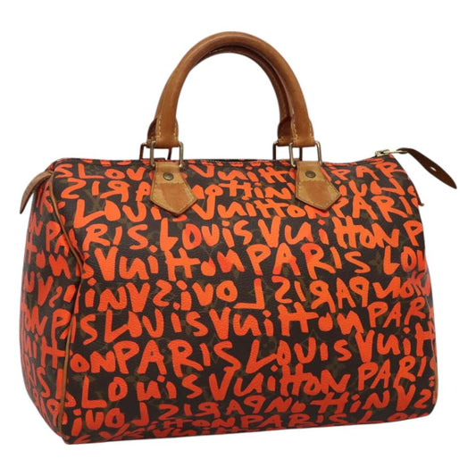 LOUIS VUITTON Monogram Graffiti Speedy 30 Hand Bag Orange M93705 LV 113708A